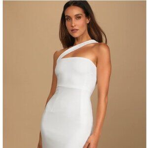 LULUS Hold Your Attention Ivory One-Shoulder Sleeveless Midi Dress